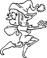 A coloring page of elves